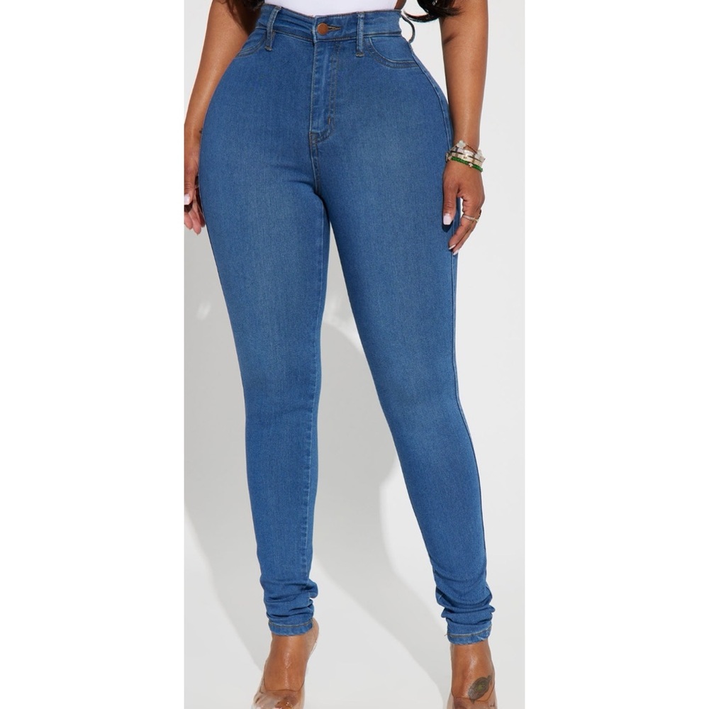 Classic High Waist Skinny Jeans Medium Blue Wash